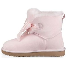 Ugg F18 1098360-SLPN Pink Bailey Bow Uggs, Bow Uggs, Pink Ankle Boots, Pink Uggs, Bailey Bow Uggs, Mini Bow, Bailey Bow, Mini Bows, Round Toe Heels