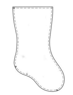 a drawing of a christmas stocking with stitching on the top and bottom side