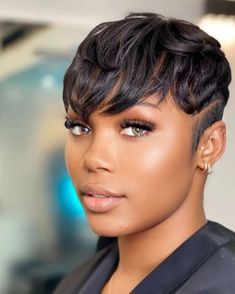 Bowl Cut Black Women, Nice Haircuts, Finger Waves Short Hair, Classy Hair, Quick Weaves, Short Relaxed Hairstyles, Women Pixie Cut, Short Hair Designs, Black Hair Short Cuts