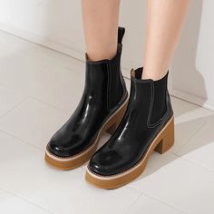 Mayorka Women's Leather Chelsea Boots | Ultrasellershoes.com – Ultra Seller Shoes Female Style, Leather Chelsea Boots, Black Fleece, Short Boots, Womens High Heels, Fashion Boots, Red Leather, High Heel, Chelsea Boots