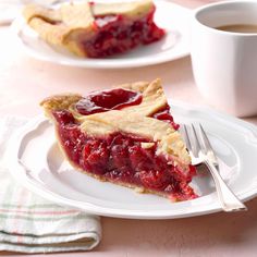 a piece of pie on a plate with a fork