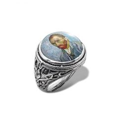 Inspired by Van Gogh’s masterpieces, this ring brings artistry in the form of jewelry. Wearing one around your fingers is like carrying a miniature version of this timeless art piece with you. It is a perfect gift for a lover intrigued by art. Metals Type: Zinc AlloyMaterial: GlassSurface Width: 16mmStyle: VintageSize: adjustable Artistic Hand Painted Silver Rings, Artistic Hand Painted Ring Jewelry, Adjustable Hand Painted Rings As Gifts, Adjustable Hand Painted Rings For Gift, Artistic Hand Painted Round Rings, Artistic Open Ring Jewelry For Gifts, Unique Artistic Design Rings As Gift, Unique Artistic Rings As Gift, Unique Artistic Rings For Gifts