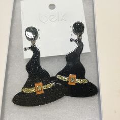 Cute Witch Ear Rings, Never Worn...Nwt Black Halloween Party Earrings, Trendy Black Halloween Earrings, Elegant Adjustable Halloween Earrings, Cute Witch, Witch Earrings, Witchy Crafts, Ear Rings, Wire Work, Earrings Color