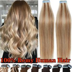 (eBay) PREMIUM Tape In Remy Real Human Hair Extensions Thick-Glue Skin Weft Highlight Hair Extension Tips And Tricks, Full Thick Hair, Weft Extensions, Double Drawn Hair, Real Human Hair Extensions, Remy Hair Extensions, Bleach Blonde, 100 Remy Human Hair, Tape In Hair Extensions