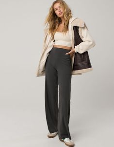 Offline By Aerie Real Me Xtra Trouser, Aerie Trousers, Aerie Clothing, Look Wide Leg, Boot Cut Leggings, Trouser Outfit, Aerie Real, Offline By Aerie, Bra Dress