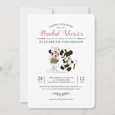 the mickey and minnie wedding card is shown