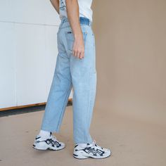 Cool vintage 90s straight fit jeans in light blue denim by Rifle. Reworked: patch on crotch, please check pictures. Such cool vintage piece, absolutely love! Size W40. Waist measured approx 41inch. Model usually wears size M for slim fit,L for relaxed fit, is 6ft2/189cm tall. Great condition but keep in mind that it is vintage item and signs of natural wear/age might appear. If you have any questions about item don't hesitate to message us.  When buying from HungerVintage you support small susta 90s Style Light Wash Streetwear Bottoms, Straight Leg Light Wash Cargo Jeans For Streetwear, Urban Style Light Wash Rigid Denim Cargo Jeans, Urban Light Wash Rigid Denim Cargo Jeans, Urban Light Wash Recycled Denim Jeans, Light Blue Relaxed Fit Jeans For Streetwear, Light Blue Jeans With Five Pockets For Streetwear, Light Blue Straight Leg Jeans For Streetwear, 90s Style Light Wash Relaxed Fit Jeans