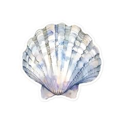 a watercolor painting of a seashell on a white background with blue and purple colors