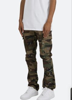 Sz: 31 Urban Camouflage Straight Leg Cargo Pants, Camouflage Straight Leg Jeans For Streetwear, Camouflage Straight Leg Bottoms For Streetwear, Straight Leg Camouflage Bottoms For Streetwear, Fitted Military Style Pants For Streetwear, Urban Camouflage Jeans For Streetwear, Camouflage Straight Leg Cotton Cargo Jeans, Fitted Camouflage Cargo Pants For Streetwear, Fitted Camouflage Cotton Jeans