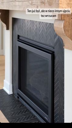 a fireplace mantel with a wooden shelf above it