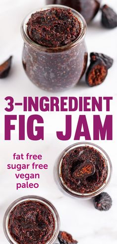 three ingredient fig jam with text overlay