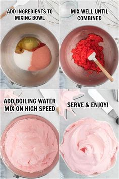 instructions for mixing cake batter in a bowl