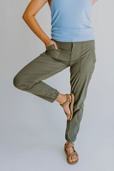 Finally pants that are functional and fashionable. No more choosing between cargo pants or yoga pants for your adventures, Go anywhere in the Vera Jogger; rappelling, rock climbing, canyoneering, or hiking. You name it, these pants can handle it. They can handle the elements of the outdoors but are so comfortable you will find yourself wearing them around the house or running errands in them. They are comfortable, sleek, and incredibly lightweight. The flattering pocket angle with zippers to sec