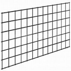 a black wire fence with squares on the top and bottom, in front of a white background