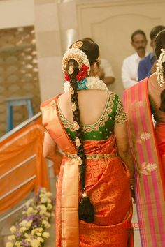 Amazing Photo gallery of South Indian Bridal Hairstyles & Poojadai(Veni). Get Inspired from our Brides's Wedding look. South Indian Bridal Hairstyles, Indian Bridal Hair, Wedding Hairs