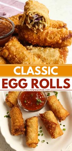 Try this simple appetizer recipe! Packed with ground pork and veggies, these crispy homemade Egg Rolls taste so much better than takeout. Don't forget the dipping sauce for this finger food idea! Easy Vegetable Egg Rolls, Philippine Egg Rolls, Mini Egg Rolls Appetizers, Oven Egg Rolls, Ground Chicken Egg Rolls, Easy Egg Roll Recipes, Eggroll Recipes, Pork Egg Roll Recipes