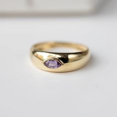 14K Gold Dome Chunky Ring Purple Sapphire Marquise Cut Thick | Etsy Chunky Sapphire Ring, Gold Marquise Amethyst Ring Fine Jewelry, Gold Marquise Amethyst Ring In 14k, Gold Marquise Amethyst Gemstone Ring, Gold Amethyst Marquise Ring, Gold Marquise Amethyst Ring, Amethyst Engagement Rings, Thick Gold Band, Ring Redesign