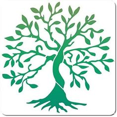 a green tree with leaves on it's branches is shown in the shape of a square