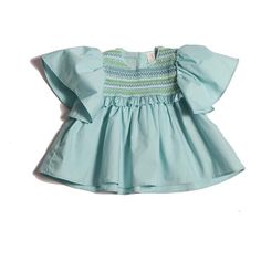 A delicately ruffled butterfly short-sleeve blouse featuring a colorful smocked bib. With a button loop and modesty lip at the back of the crew neckline, this voluminous flounce sleeve top makes for a sweet style for your little one! | TiA CiBANi KiDS | Sofia Smocked Blouse, Bay (Blue, Size 5-6Y) | Maisonette collects the best children’s products from around the world (unlike Zulily, Etsy, The Tot, Farfetch Kids, Childrensalon, Crate and Kids, Kohls, Wayfair, Buy Buy Baby, Nordstroms, Mini Boden Cotton Smocked Top With Flutter Sleeves For Spring, Cotton Smocked Dress With Flutter Sleeves And Ruffles, Playful Smocked Dress With Short Sleeves And Ruffles, Playful Smocked Dress With Ruffles And Short Sleeves, Cotton Smocked Top With Ruffle Sleeves And Details, Playful Smocked Short Sleeve Summer Dress, Playful Smocked Dress With Short Sleeves For Summer, Playful Short Sleeve Smocked Summer Dress, Cotton Smocked Dress With Ruffle Sleeves