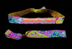 "These wristbands were designed by our good friend Dave Pardue, owner and founder of UltraMegaRad apparel. They are commemorative wristbands for the Ganja White Night's two-night \"GWN and Buds II\" at the 1st Bank Center on August 12 & 13, 2022. The design features bright, psychedelic mountains with striped font front and center, and 2022 and Denver on each end respectively. The wristbands are made of woven cloth, 350 mm in length. They come with a small plastic bead, allowing them to be taken on and off whenever. *If ordering any combo, please specify in the comments section which other products you'd like with your wristband. You may choose the same wristband or any others we have in stock! If left blank, we'll send you all GWN Denver wristbands." Bon Ami, August 12, Wristbands, Plastic Beads, Denver, Design Features, Beads