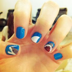 Shark Week Nail Inspiration | Honestly Jamie Shark Nail Art, Manicure Ideas, Shark Week, Art Trends, Shark Tank, Creative Nails, Love Nails, Nail Manicure