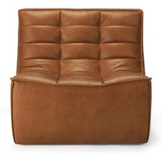 a brown leather chair on a white background