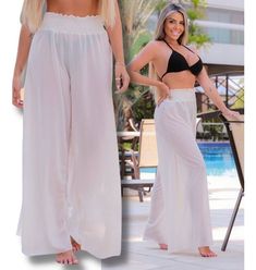 Saida De Praia Calça Pantalona Soltinha Varias Cores Body Plus Size, Backless Dress Formal, Pom Pom, Prom Dresses, Prom, Formal Dresses