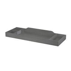 a gray tray with two compartments on it