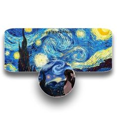 the starry night painting is shown on a mouse pad