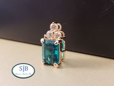 "Emerald Pendant Custom made in all 14k 🌹 Rose Gold, set with three sparkling Genuine Diamonds totaling .38cts. Featuring a Beautiful Lab Grown Emerald measuring in at 9X7mm all set prong style with a hidden bail. A unique twist on a timeless design, perfect for layering with your favorite pendants. **.38ct of Natural Diamonds **This listing is for the pendant only. **Emerald is the official May Birthstone and Diamond is the official April Birthstone. Please feel free to contact me anytime, if Fine Jewelry In Rose Gold With Three Stones, Rose Gold Three Stone Fine Jewelry, Fine Rose Gold Three Stone Jewelry, Formal Rose Gold Three Stone Jewelry, Emerald Pendants, Emerald Style, Diamond Pendants, Lapis Ring, Lab Created Emerald