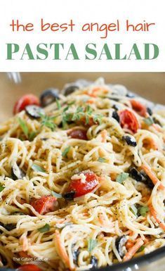 the best angel hair pasta recipe is made with fresh ingredients like olives, tomatoes, and parmesan cheese