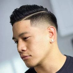 Attractive men faded haircut ideas | Trendy hairstyle ideas Asian Comb Over, Combover Haircut, Fade With Part, Asian Haircuts, Fade Haircuts For Men