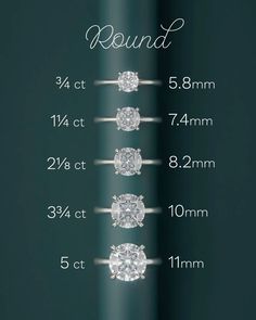 Compare round diamond carat weight and sizes and find your perfect engagement ring! Visit Vandenbergs Fine Jeweller to start a custom design project today! Located in Winnipeg, Manitoba. 🇨🇦💍 Jewelry Repair, Custom Jewelry Design, Custom Engagement Ring, Diamond Sizes