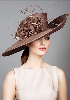 Rachel Trevor Morgan, S/S 2014. Fine straw sidesweep hat with hand made flowers and quills. Rachel Trevor Morgan, Derby Fashion, Pretty Hats, Couture Hats, Ascot Hats, Elegant Hats, Kentucky Derby Hats, Millinery Hats