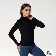 Long Sleeve Half Turtleneck Slim Fit Base Shirt Innerwear Top Casual High Stretch Tops For Workwear, Cotton Slim Fit Tops For Fall, Casual Stretch Tops For Winter, Fitted Casual Winter T-shirt, Winter Stretch Tops In Solid Color, Slim Fit Crew Neck Tops For Winter, Casual Slim Fit Top For Fall, Slim Fit Long Sleeve Tops For Fall, Fall Slim Fit Long Sleeve Tops