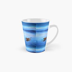 two birds flying over the ocean on a sunny day tall mugs, set of 2