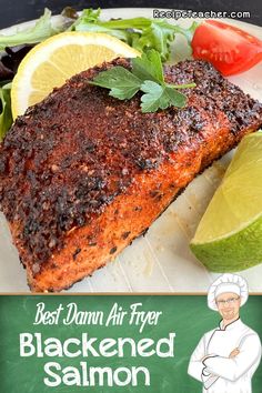 the best damn air fryer blackened salmon is ready to be cooked in the oven