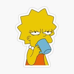 the simpsons character drinking from a cup sticker