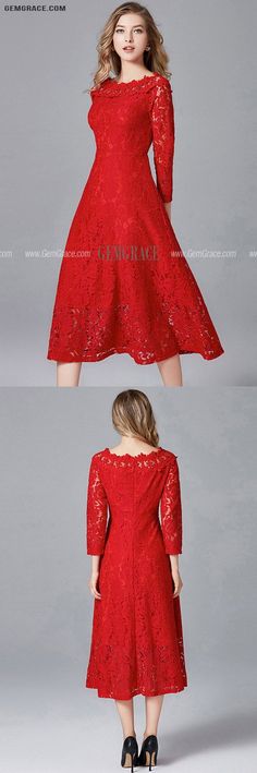 10% off now|Free shipping world-wide. L-5XL Red Lace Off Shoulder Midi Party Dress with Sleeves at GemGrace. Click to learn our pro custom-made service for wedding dress, formal dress. View #SemiFormalDresses for more ideas. Off-shoulder Party Dress With Lace Sleeves, Off-shoulder Lace Dress With Lace Sleeves For Party, Elegant Red Lace Patchwork Dress, Red Lace Dress With Lace Trim For Evening, Elegant Red Lace Party Dress, Party Dress With Sleeves, Party Dresses With Sleeves, Midi Party Dress, Best Wedding Guest Dresses