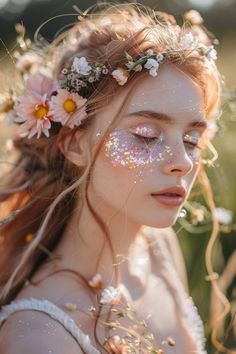 Floral Fairy Costume, Fairy Witch Makeup, Adult Fairy Costume Ideas, Pink Ethereal Makeup, Fairy Dress Up, Cute Foto Ideas, Fairy Garden Makeup, Whimsical Makeup Fairies, Pastel Fairy Aesthetic