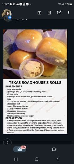 a cell phone with the text texas roadhouse's rolls on it