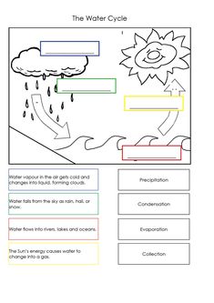 the water cycle worksheet for kids to learn how to draw and color it