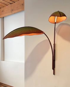 a lamp that is on the side of a wall