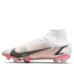 the new nike vapor meron soccer shoe in white and pink