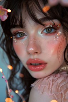 Fae Aesthetic Makeup Looks, Fairy Makeup Looks, Fairy Core Makeup, Fairy Makeup Ideas, Faerie Makeup, Fun Eyeliner, Cottagecore Makeup, Makeup By Season, Fairy Shoot