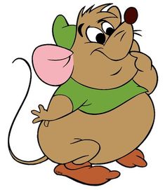 a cartoon mouse with a green shirt on