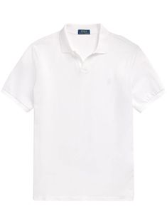 white stretch-cotton signature Polo Pony motif polo collar short sleeves straight hem Polo Pony, City Shorts, Polo Shirt White, White Polo, Balenciaga Triple S, Custom Watch, Summer Beach Wear, Ralph Lauren Polo, Polo Collar