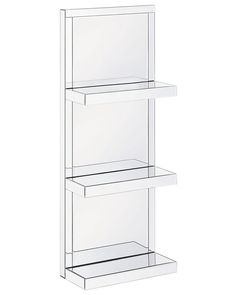 three glass shelves are stacked on top of each other, with one shelf above the other