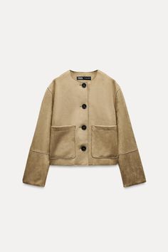 FAUX SUEDE JACKET - taupe brown | ZARA United States Rich Girl Fashion, Zara Fall, Faux Fur Cropped Jacket, Trench Coat Dress, Zara Jacket, Blouse Jeans, Faux Suede Jacket, Long Sleeve Jacket, Cardigan Sweater Dress