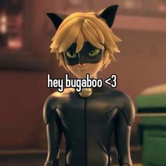 a cartoon character with the caption hey bugaboo - 3 on it's chest